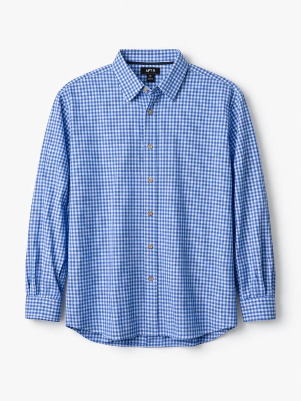 APT. 9 Men’s Gingham Long‑Sleeve Button‑Up Shirt | Size XL